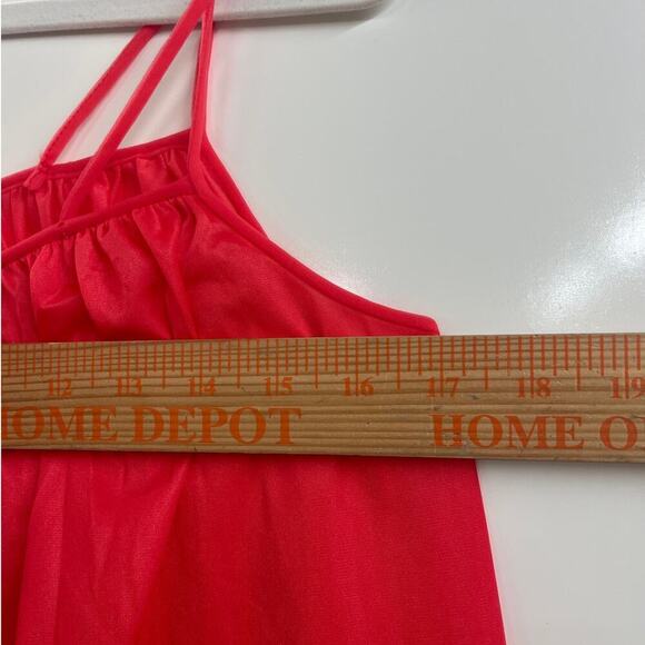 Vintage Sears Red Slip Dress Size Small Ruffle Center Line and Hem 80s 90s Y2K - Picture 4 of 5
